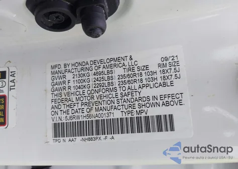 2024 Honda Cr-V Ex из США, поврежденный, VIN 5J6RW1H56NA001371